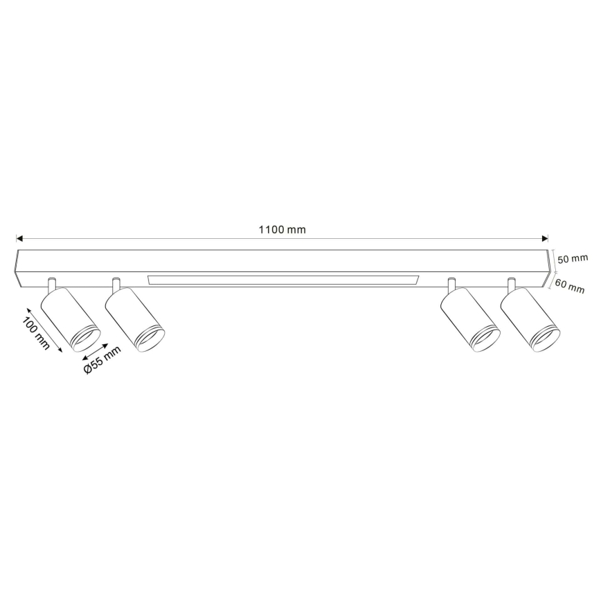 LED Stropní svítidlo PARIS LED/24W/230V + 4xGU10/10W černá