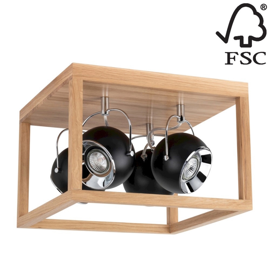 LED Stropní svítidlo ROY 4xGU10/5W/230V matný dub – FSC certifikováno
