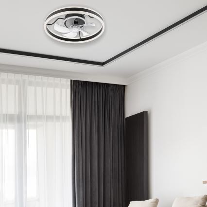 LED Stmívatelné stropní svítidlo s ventilátorem APOLLO LED/38W/230V černá + dálkové ovládání