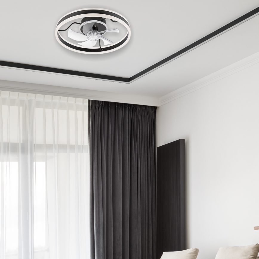 LED Stmívatelné stropní svítidlo s ventilátorem APOLLO LED/38W/230V černá + dálkové ovládání