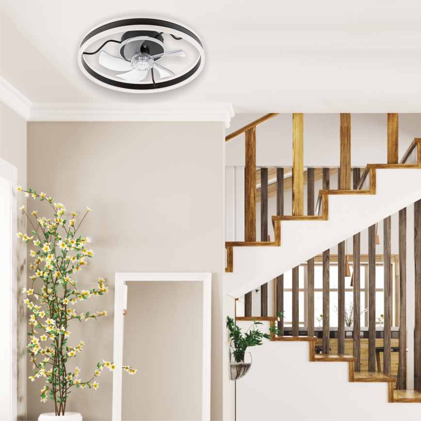 LED Stmívatelné stropní svítidlo s ventilátorem APOLLO LED/38W/230V černá + dálkové ovládání