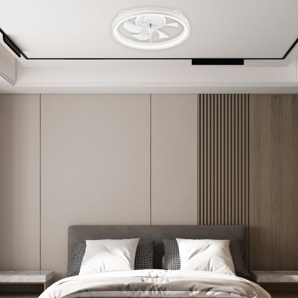 LED Stmívatelné stropní svítidlo s ventilátorem FARGO LED/37W/230V bílá + dálkové ovládání
