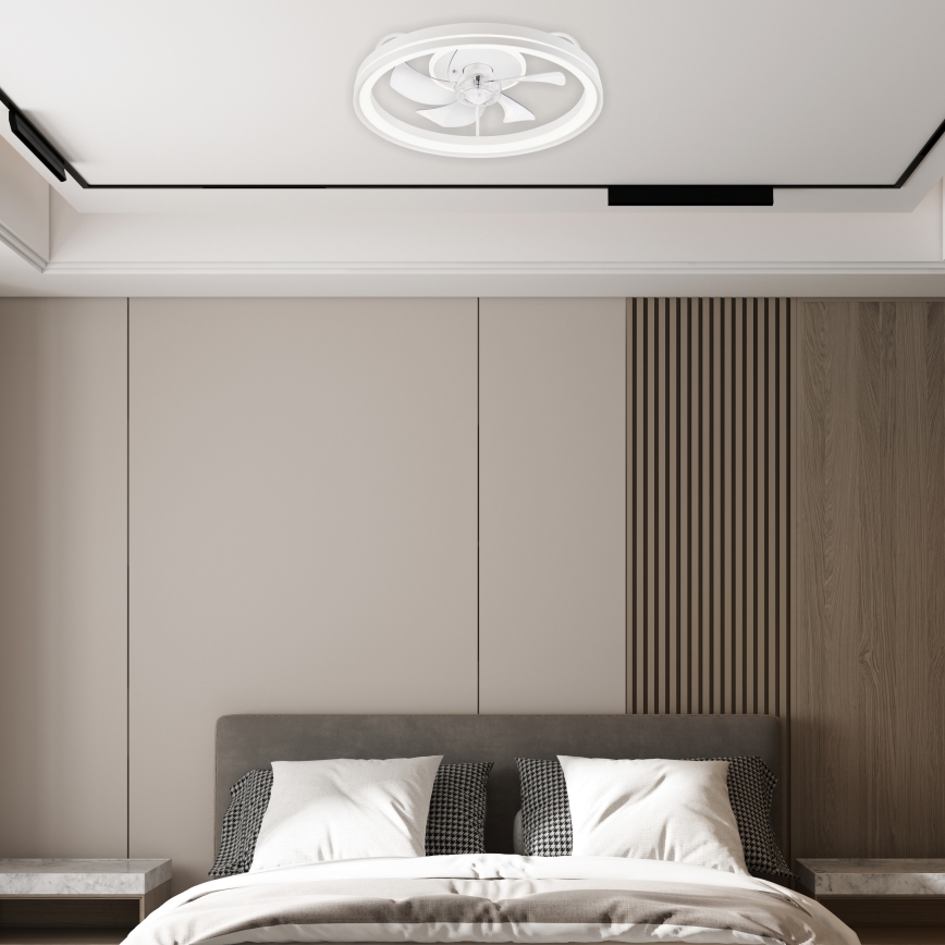 LED Stmívatelné stropní svítidlo s ventilátorem FARGO LED/37W/230V bílá + dálkové ovládání