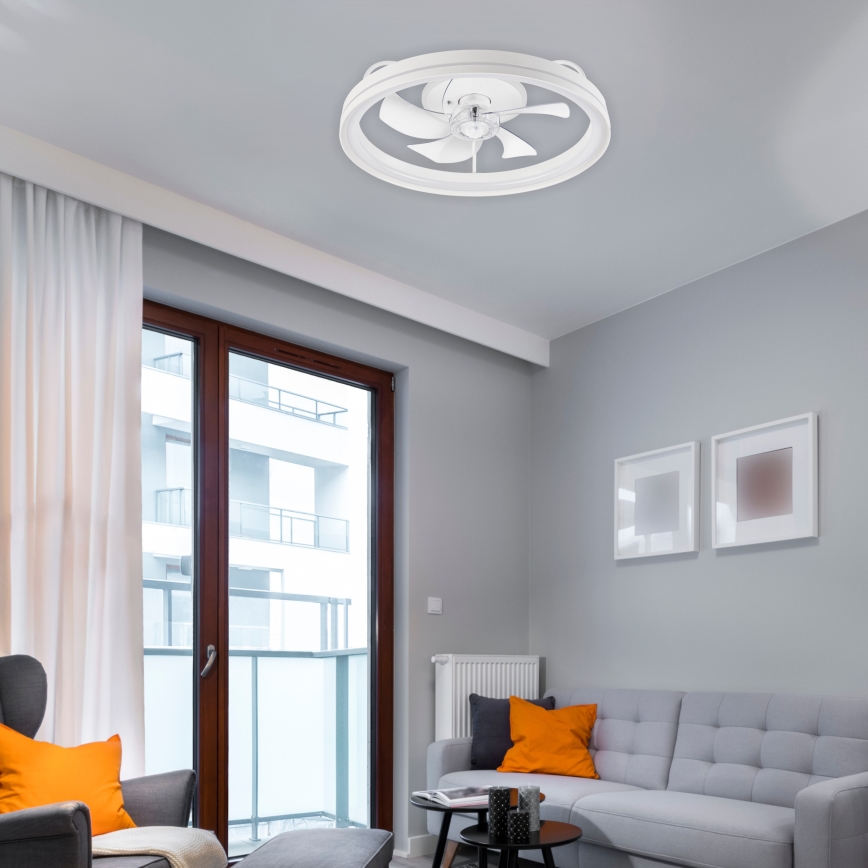 LED Stmívatelné stropní svítidlo s ventilátorem FARGO LED/37W/230V bílá + dálkové ovládání