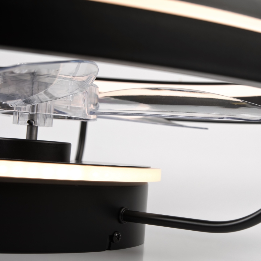 LED Stmívatelné stropní svítidlo s ventilátorem FARGO LED/37W/230V černá + dálkové ovládání