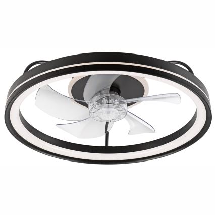 LED Stmívatelné stropní svítidlo s ventilátorem FARGO LED/37W/230V černá + dálkové ovládání