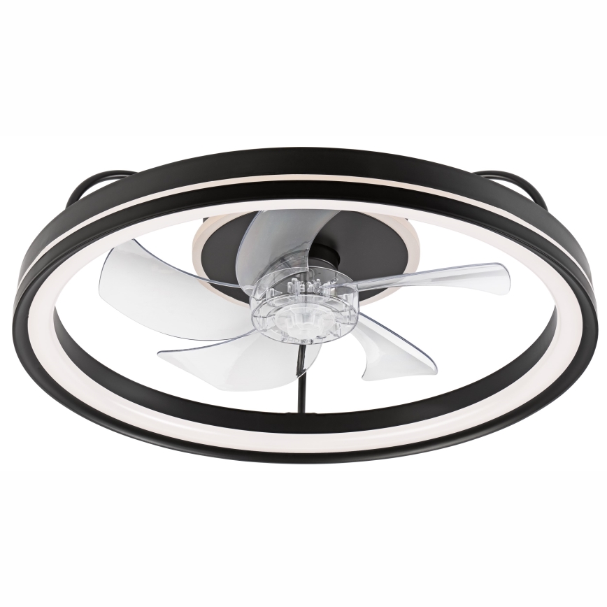 LED Stmívatelné stropní svítidlo s ventilátorem FARGO LED/37W/230V černá + dálkové ovládání