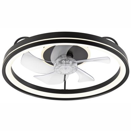 LED Stmívatelné stropní svítidlo s ventilátorem FARGO LED/37W/230V černá + dálkové ovládání