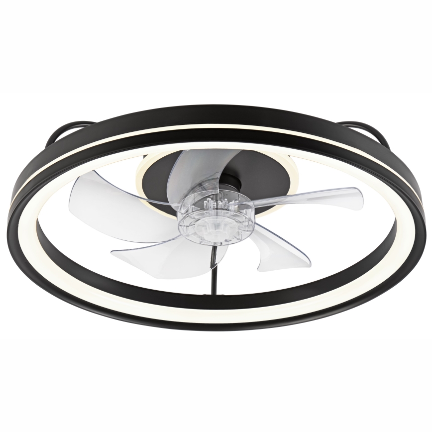 LED Stmívatelné stropní svítidlo s ventilátorem FARGO LED/37W/230V černá + dálkové ovládání