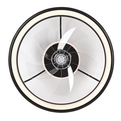 LED Stmívatelné stropní svítidlo s ventilátorem FARGO LED/37W/230V černá + dálkové ovládání