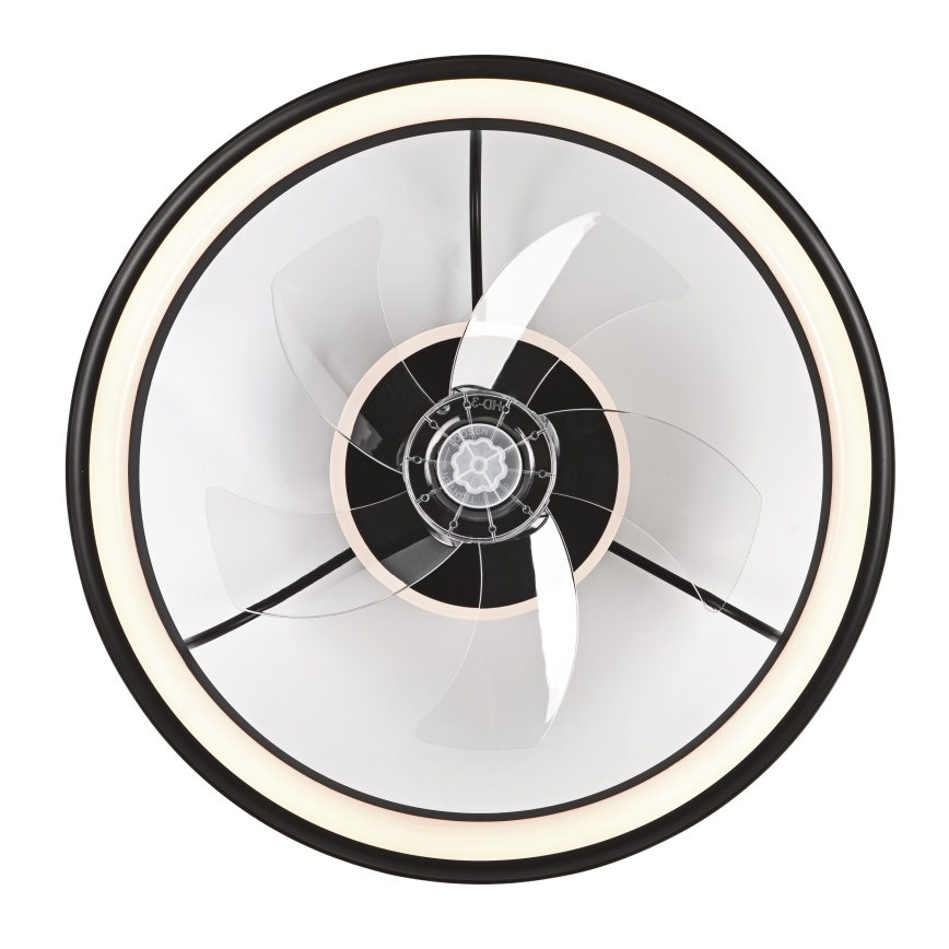 LED Stmívatelné stropní svítidlo s ventilátorem FARGO LED/37W/230V černá + dálkové ovládání