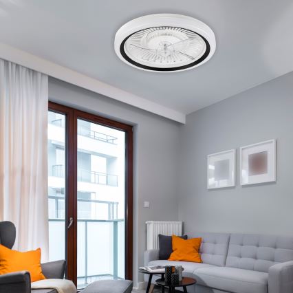 LED Stmívatelné stropní svítidlo s ventilátorem GEMMA LED/37W/230V bílá + dálkové ovládání