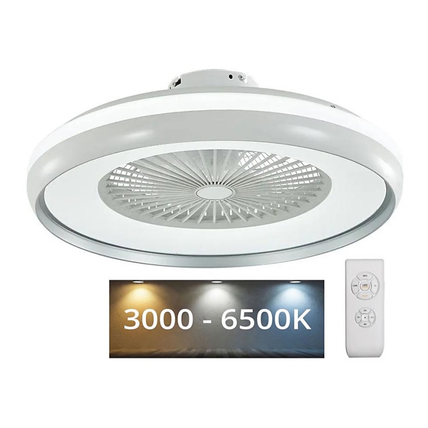 LED Stropní svítidlo s ventilátorem LED/32W/230V 3000/4000/6500K šedá+ dálkové ovládání