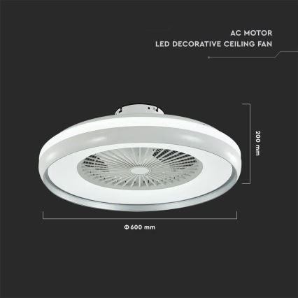 LED Stropní svítidlo s ventilátorem LED/32W/230V 3000/4000/6500K šedá+ dálkové ovládání