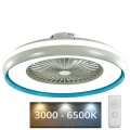 LED Stropní svítidlo s ventilátorem LED/45W/230V 3000/4000/6500K modrá + dálkové ovládání