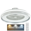 LED Stropní svítidlo s ventilátorem LED/45W/230V 3000/4000/6500K šedá + dálkové ovládání