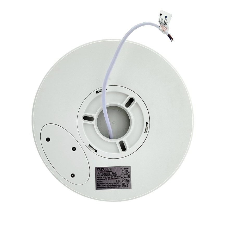 LED Stropní svítidlo se senzorem pohybu LED/20W/230V 3000/4000/6500K pr. 23 cm IP54 bílá