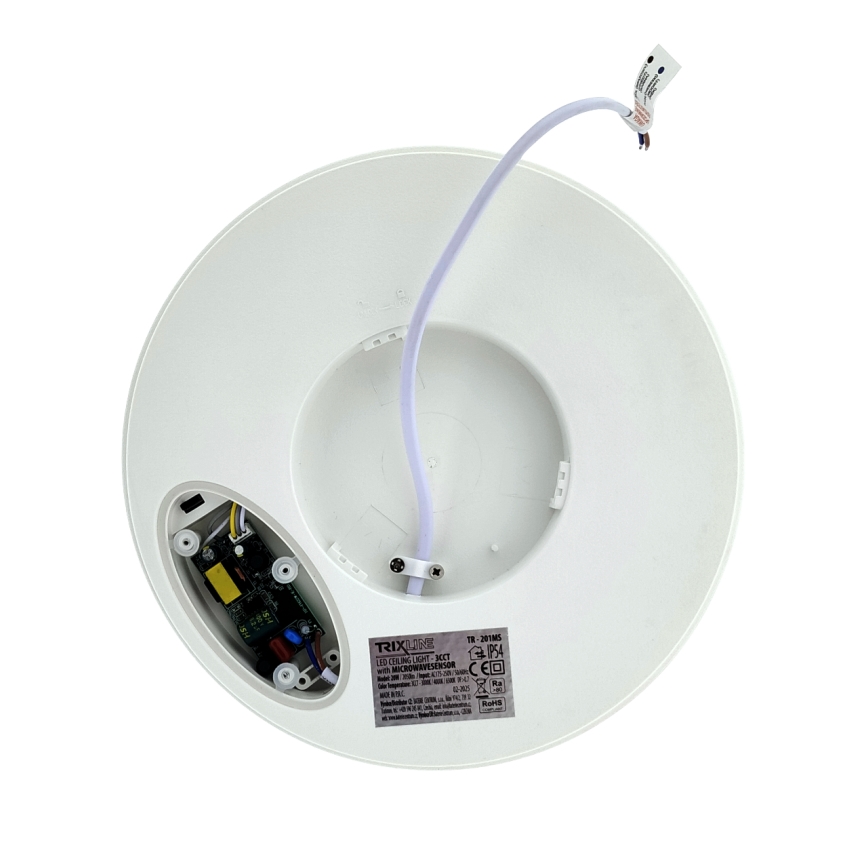 LED Stropní svítidlo se senzorem pohybu LED/20W/230V 3000/4000/6500K pr. 23 cm IP54 bílá