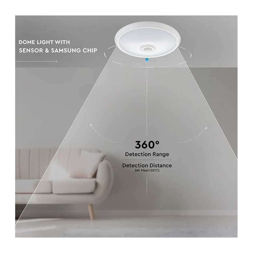LED Stropní svítidlo se senzorem SAMSUNG CHIP LED/12W/230V 4000K