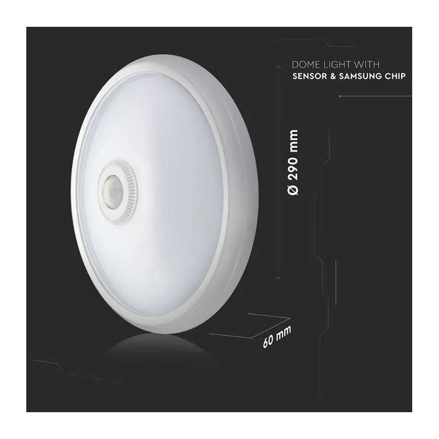 LED Stropní svítidlo se senzorem SAMSUNG CHIP LED/12W/230V 4000K