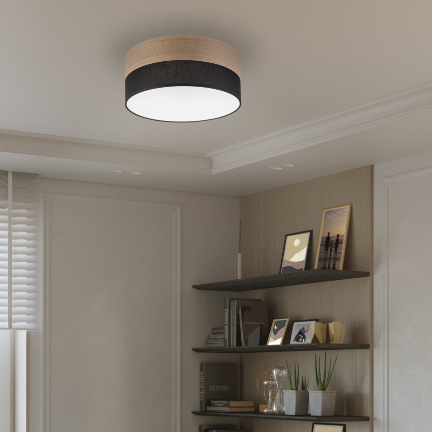 LED Stropní svítidlo SIRJA WOOD LED/20W/230V pr. 35 cm černá/dub