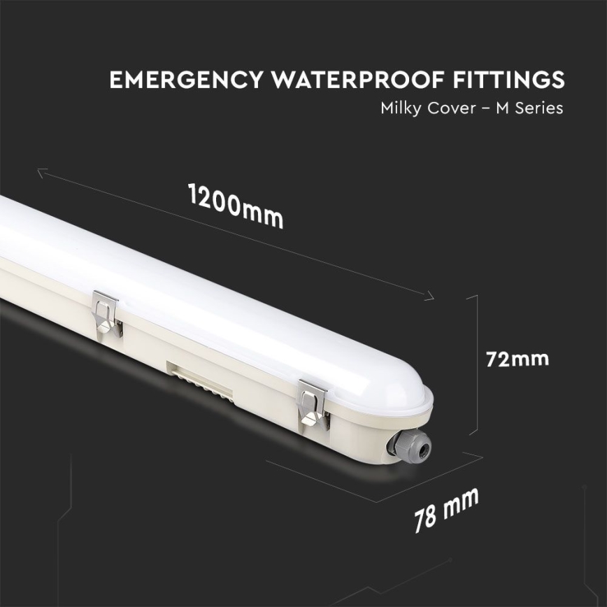 LED Technické zářivkové svítidlo s nouzovým modulem EMERGENCY LED/36W/230V 4000K 120cm IP65