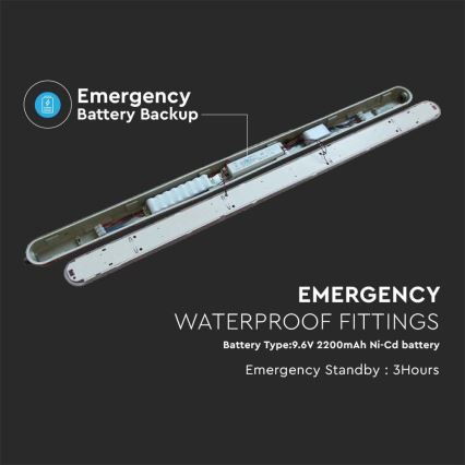 LED Technické zářivkové svítidlo s nouzovým modulem EMERGENCY LED/48W/230V 6500K 150cm IP65