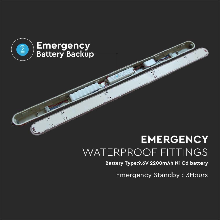 LED Technické zářivkové svítidlo s nouzovým modulem EMERGENCY LED/48W/230V 6500K 150cm IP65