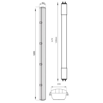 LED Technické zářivkové svítidlo T8 2xG13/18W/230V 4000K IP65 128,5 cm