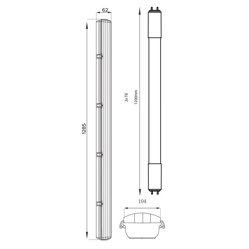 LED Technické zářivkové svítidlo T8 2xG13/18W/230V 4000K IP65 128,5 cm