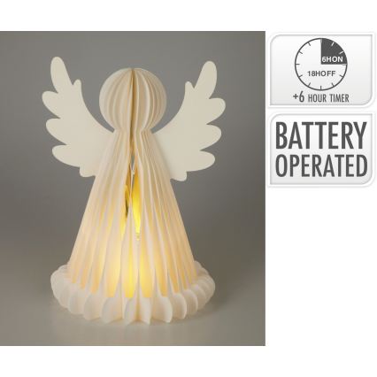 LED Vánoční dekorace 12xLED/3xAA 38 cm teplá bílá anděl