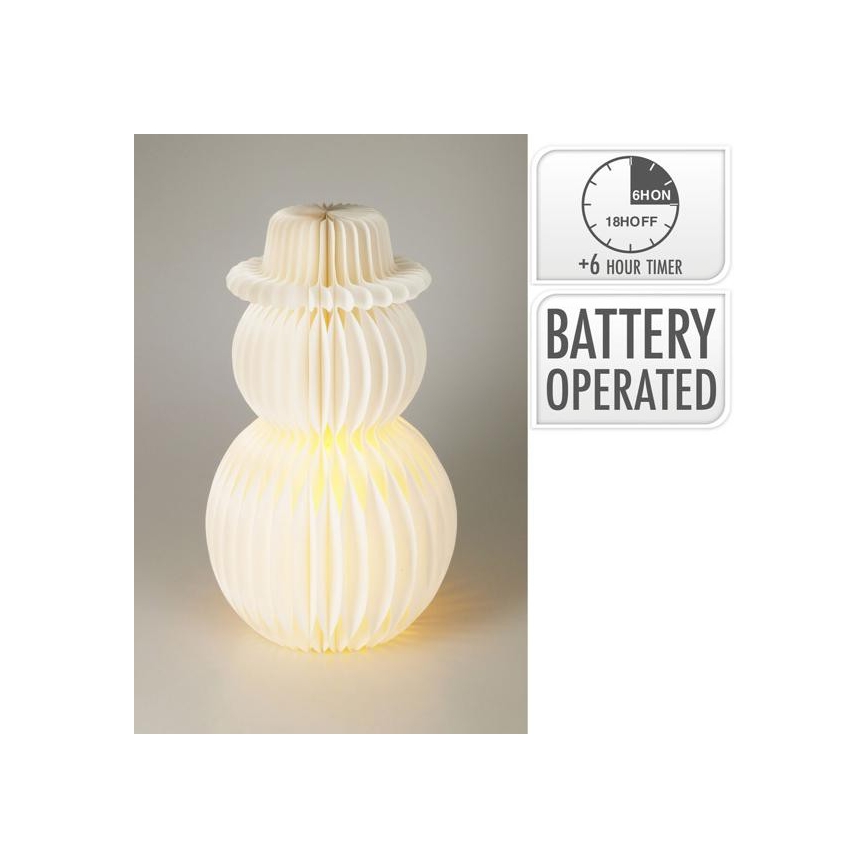 LED Vánoční dekorace 12xLED/3xAA 39 cm teplá bílá sněhulák
