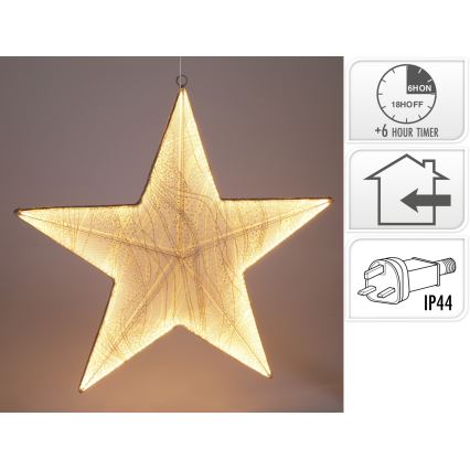 LED Vánoční dekorace 248xLED/6W/230V 59 cm teplá bílá hvězda/zlatá