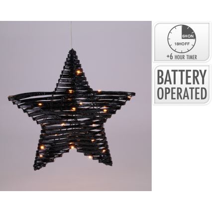 LED Vánoční dekorace 30xLED/3xAA 40 cm teplá bílá hvězda/černá
