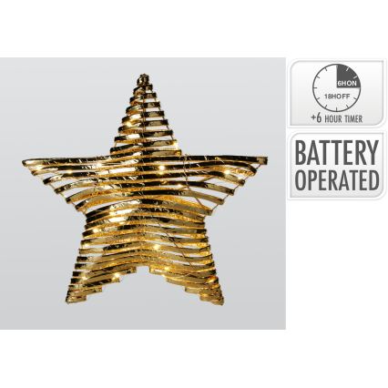 LED Vánoční dekorace 30xLED/3xAA 40 cm teplá bílá hvězda/zlatá