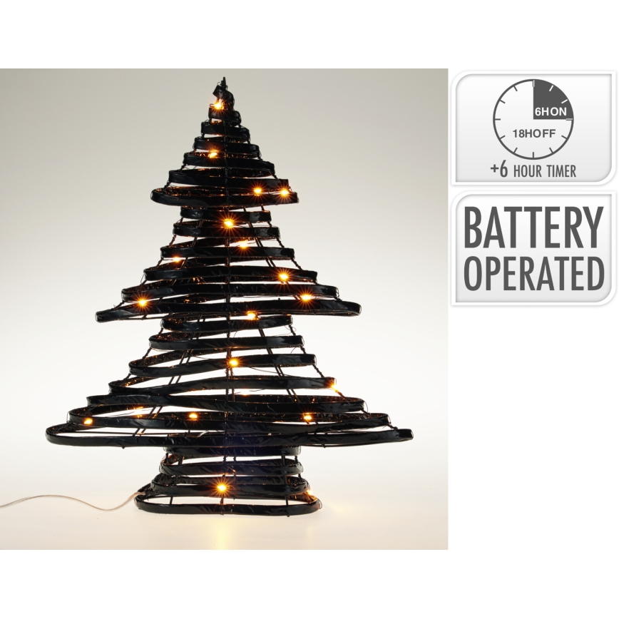 LED Vánoční dekorace 30xLED/3xAA 40 cm teplá bílá stromeček/černá
