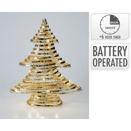 LED Vánoční dekorace 30xLED/3xAA 40 cm teplá bílá stromeček/zlatá