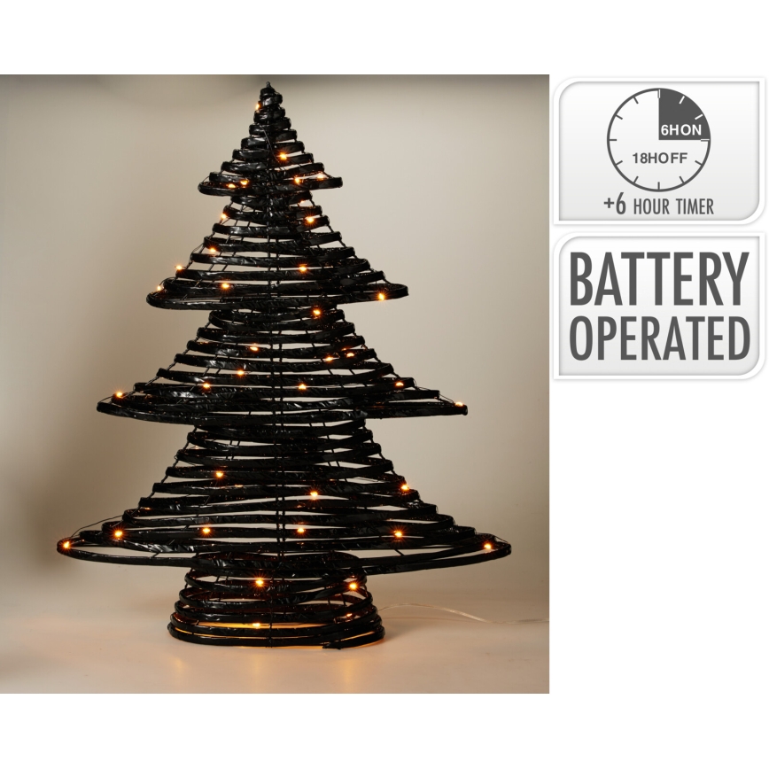 LED Vánoční dekorace 60xLED/3xAA 60 cm teplá bílá stromeček/černá
