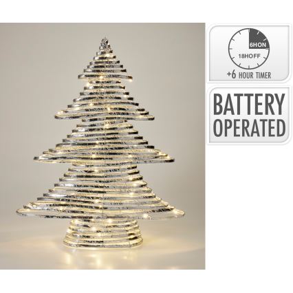 LED Vánoční dekorace 60xLED/3xAA 60 cm teplá bílá stromeček/stříbrná