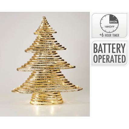 LED Vánoční dekorace 60xLED/3xAA 60 cm teplá bílá stromeček/zlatá