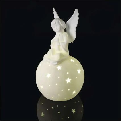 LED Vánoční dekorace LED/0,4W/2xAA keramický anděl