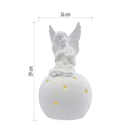 LED Vánoční dekorace LED/0,4W/2xAA keramický anděl