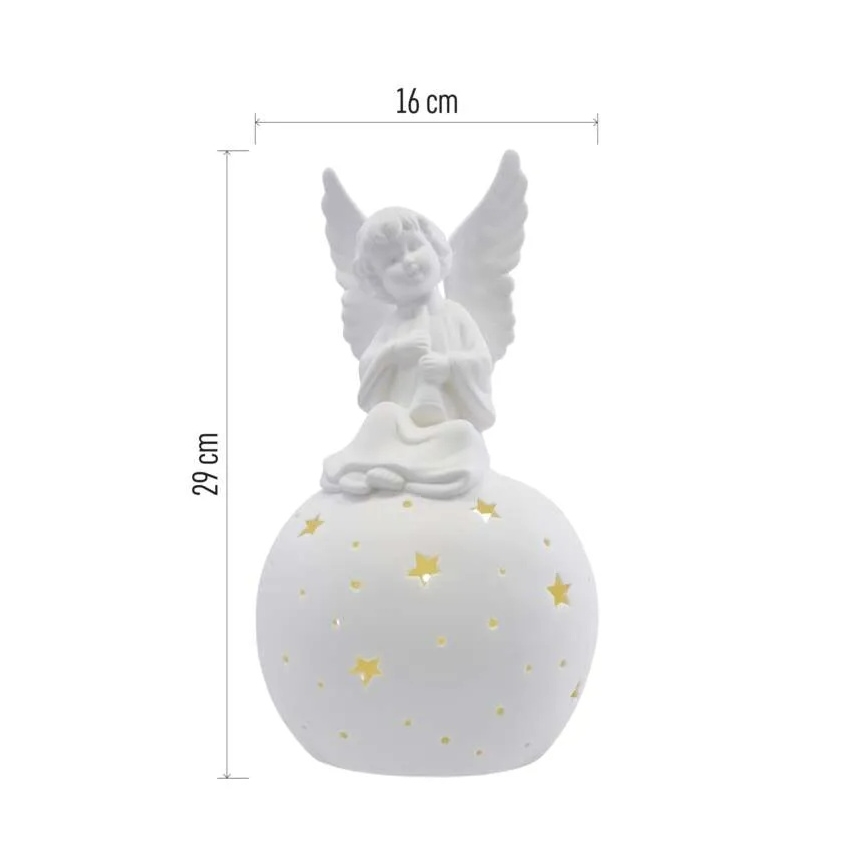 LED Vánoční dekorace LED/0,4W/2xAA keramický anděl