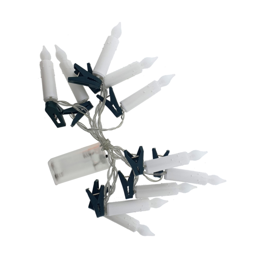 LED Vánoční dekorační řetěz 10xLED/2xAA 1,65 m teplá bílá svíčky