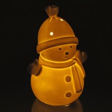 LED Vánoční porcelánová dekorace LED/3xLR44 sněhulák
