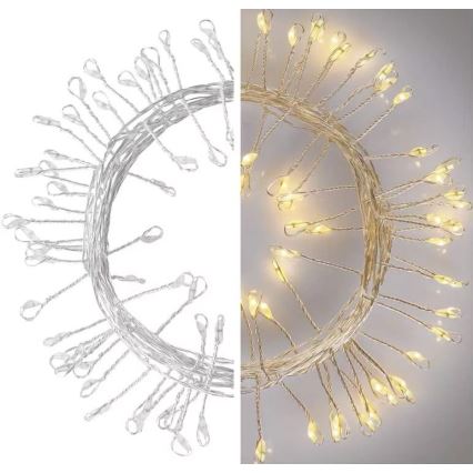 LED Vánoční řetěz 100xLED/3xAA 2,7m teplá bílá