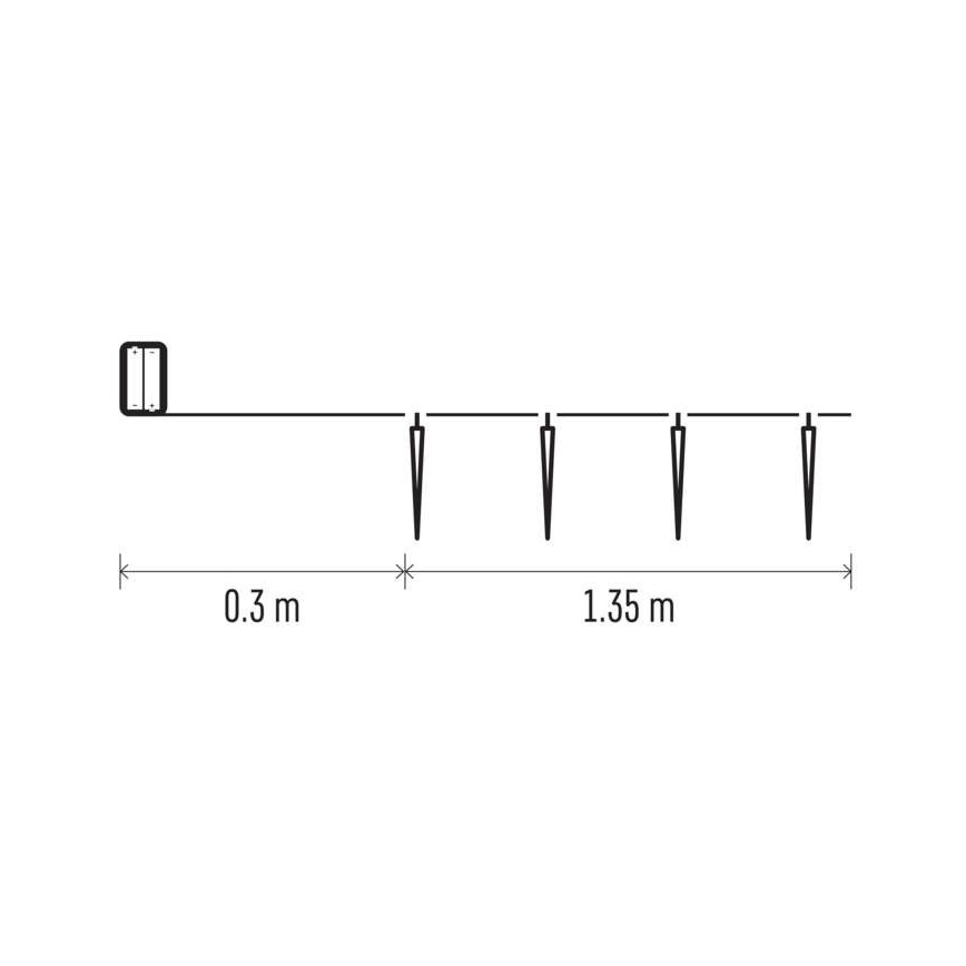 LED Vánoční řetěz 10xLED/2xAA 1,65m