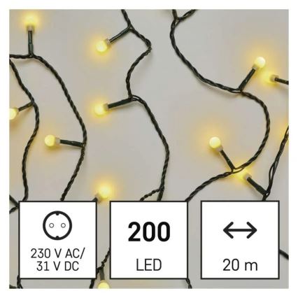LED Vánoční řetěz 200xLED/8 funkcí 20m IP44 teplá bílá
