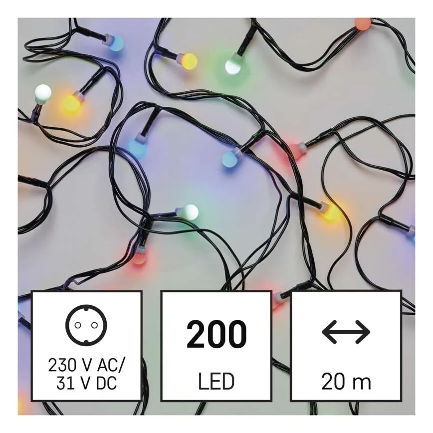 LED Vánoční řetěz 200xLED/8 funkcí 25m IP44 multicolor