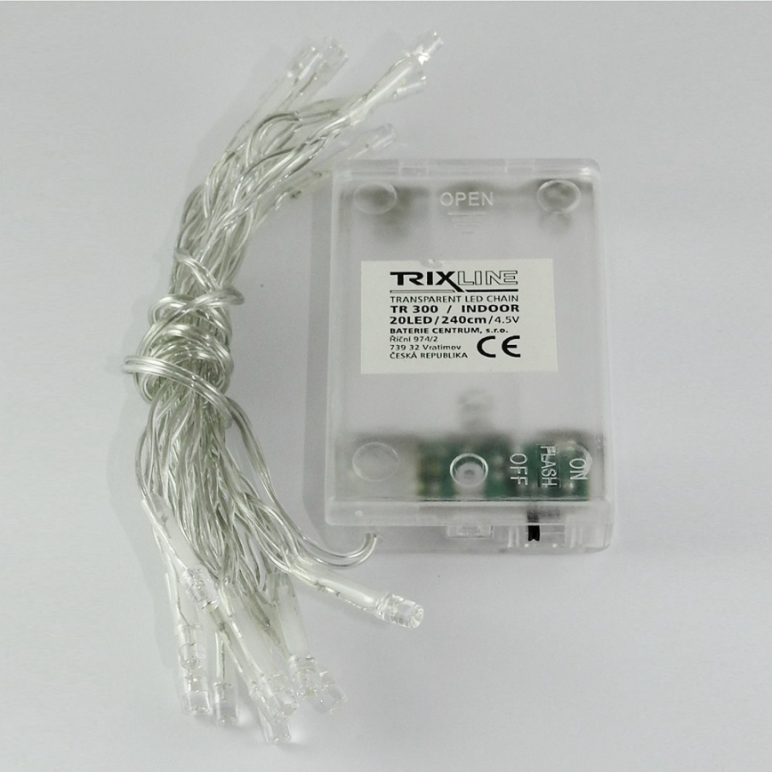 LED Vánoční řetěz 20xLED/2 funkce 2,4m studená bílá